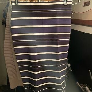 Striped Pencil Skirt - Purple and White